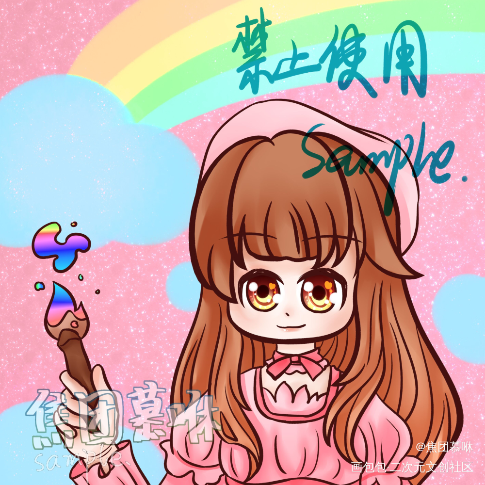 稿稿_Q版指绘摸鱼约稿绘画绘画作品