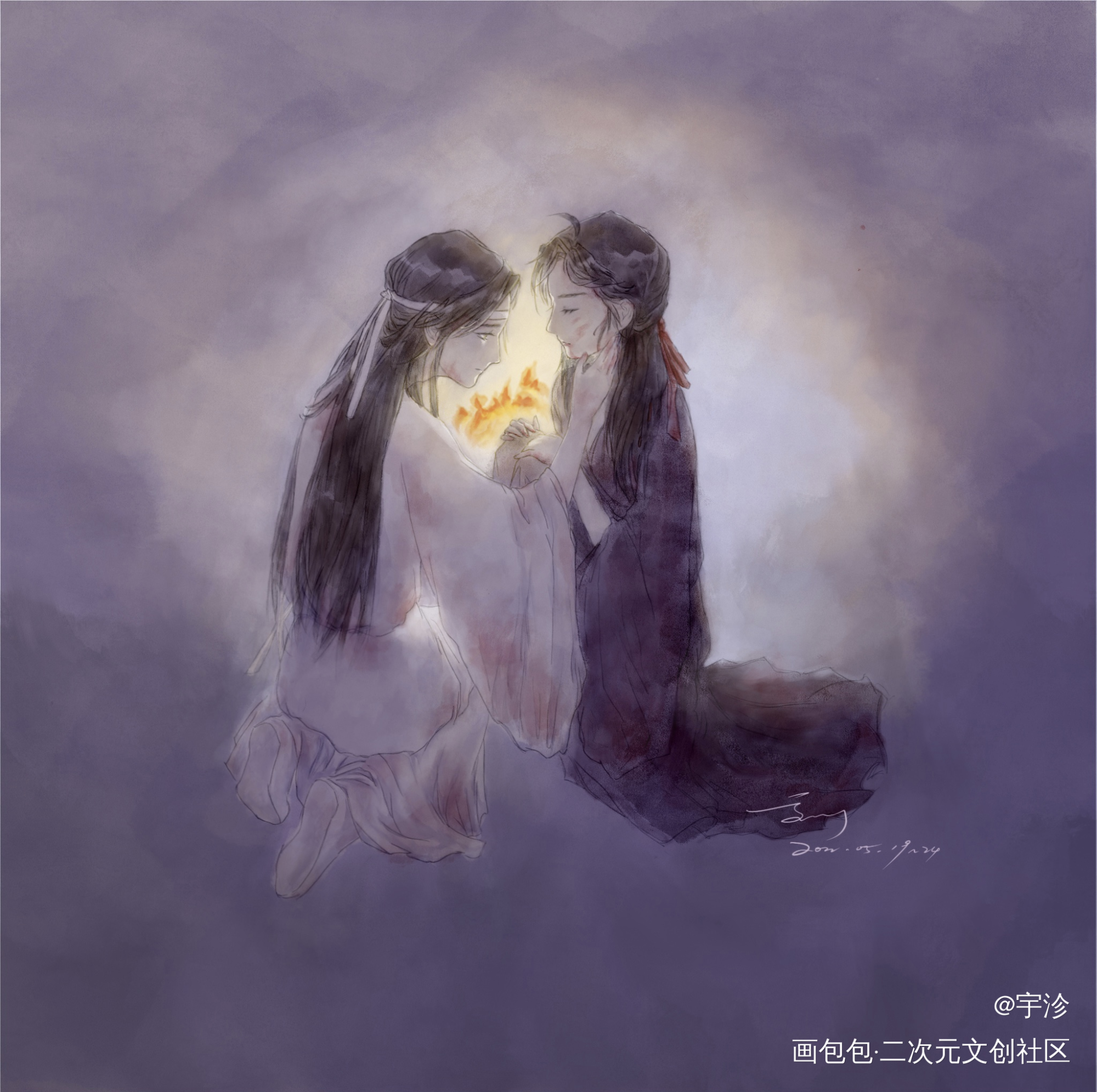 半生梦_魔道祖师忘羡板绘涂520CP守护节绘画作品