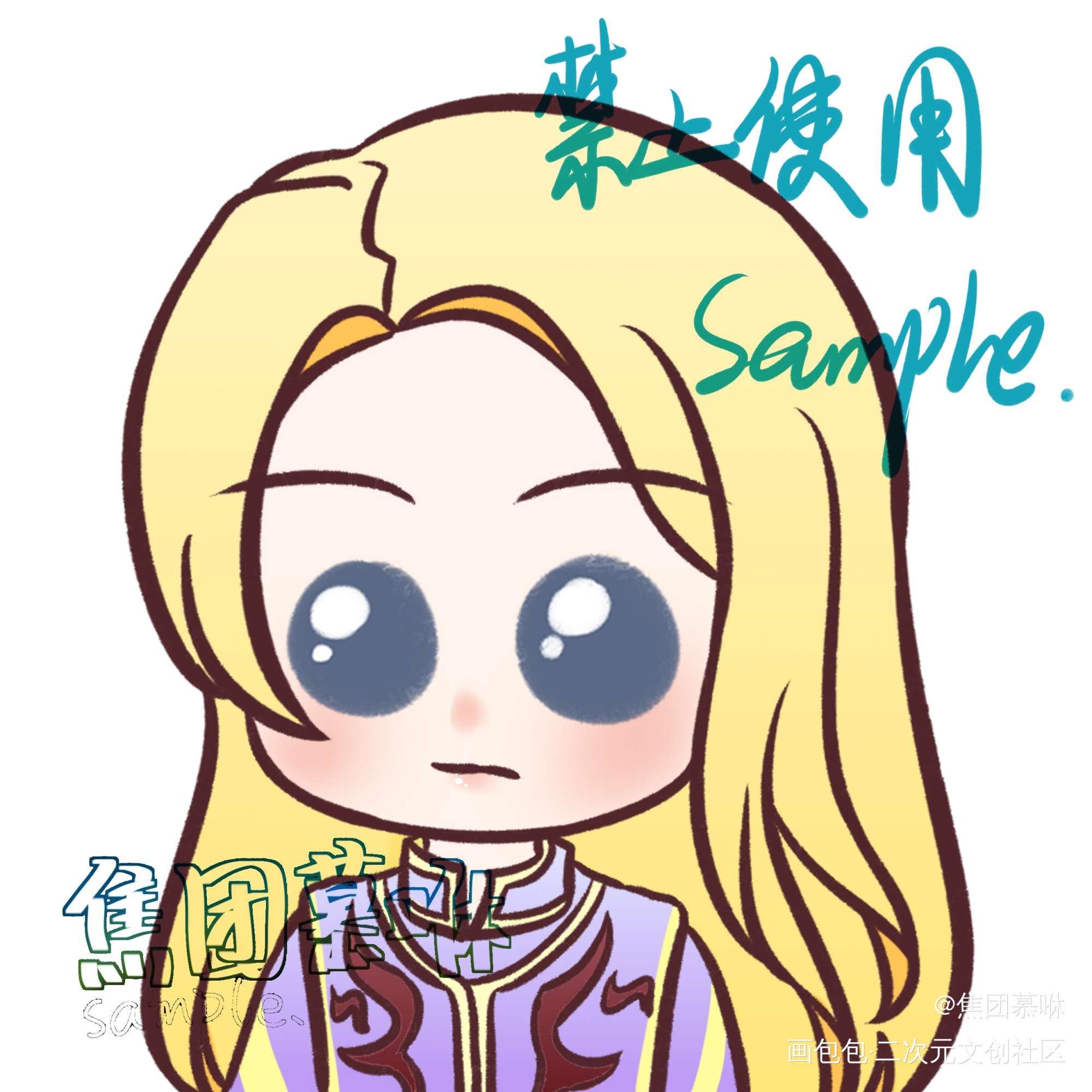 稿稿_Q版指绘摸鱼约稿绘画绘画作品