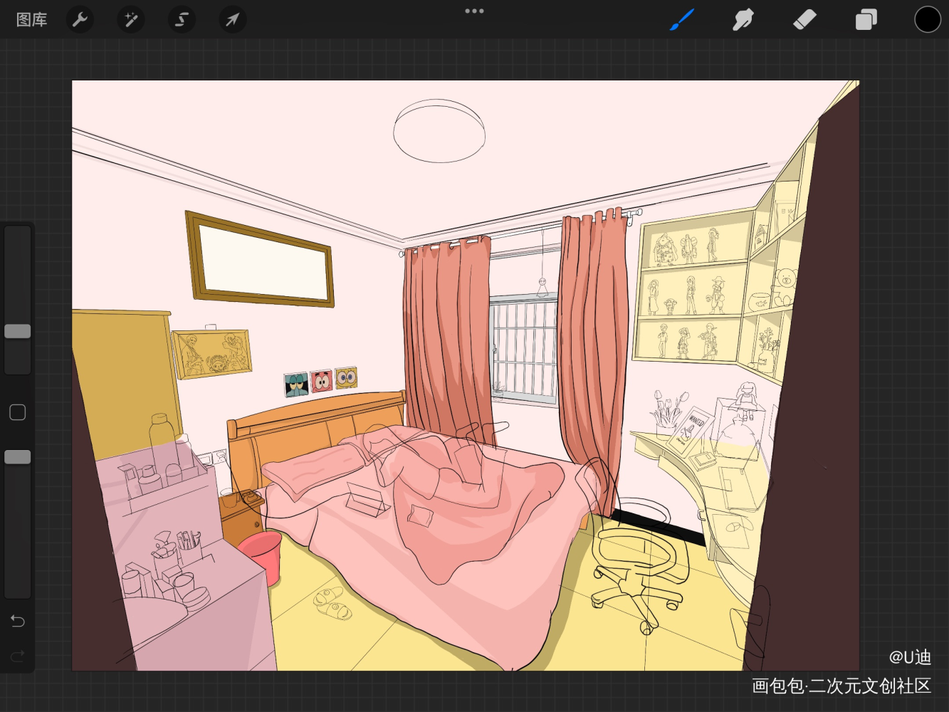少女卧室插画（海迷卧室）_海贼王手绘插画少女插画插画练习原创插画绘画作品