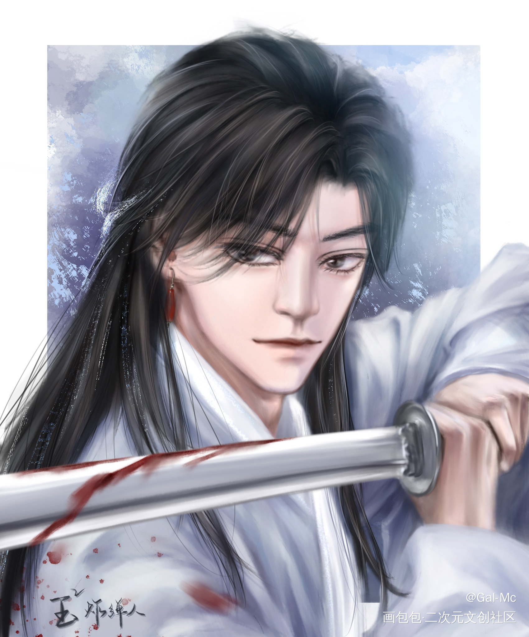 狐狸+狼=❤️  （四舍五_将进酒萧策安策舟沈兰舟板绘涂厚涂绘画作品