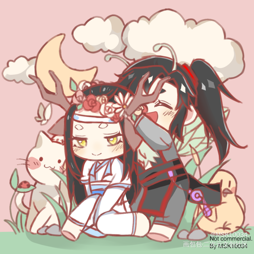 扑棱蛾子羡×鹿叽_魔道祖师忘羡蓝忘机魏无羡指绘绘画作品