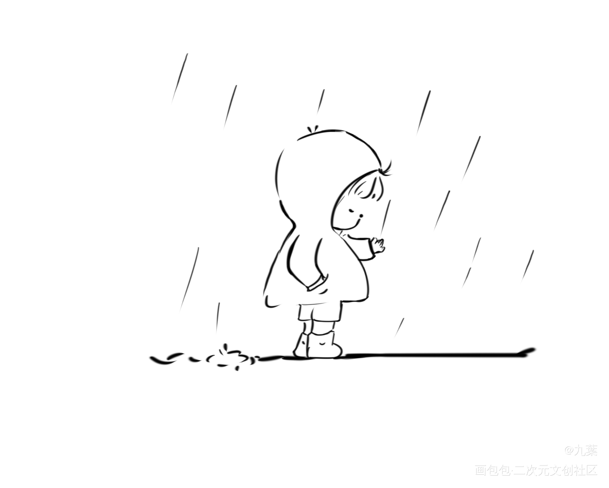 葉_黑白简笔绘画作品