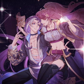 王者荣耀兰陵王双兰花木兰绘画作品