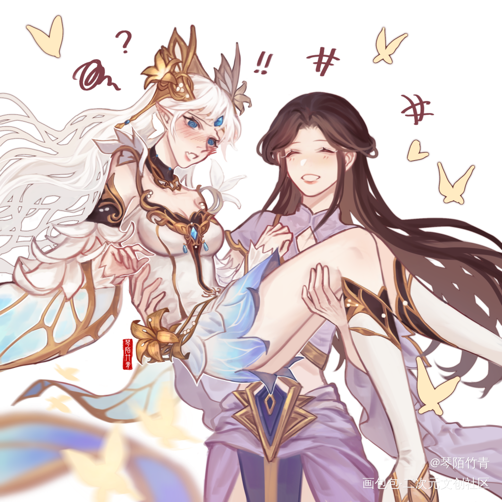 举高高~_王者荣耀貂蝉露娜露蝉绘画作品
