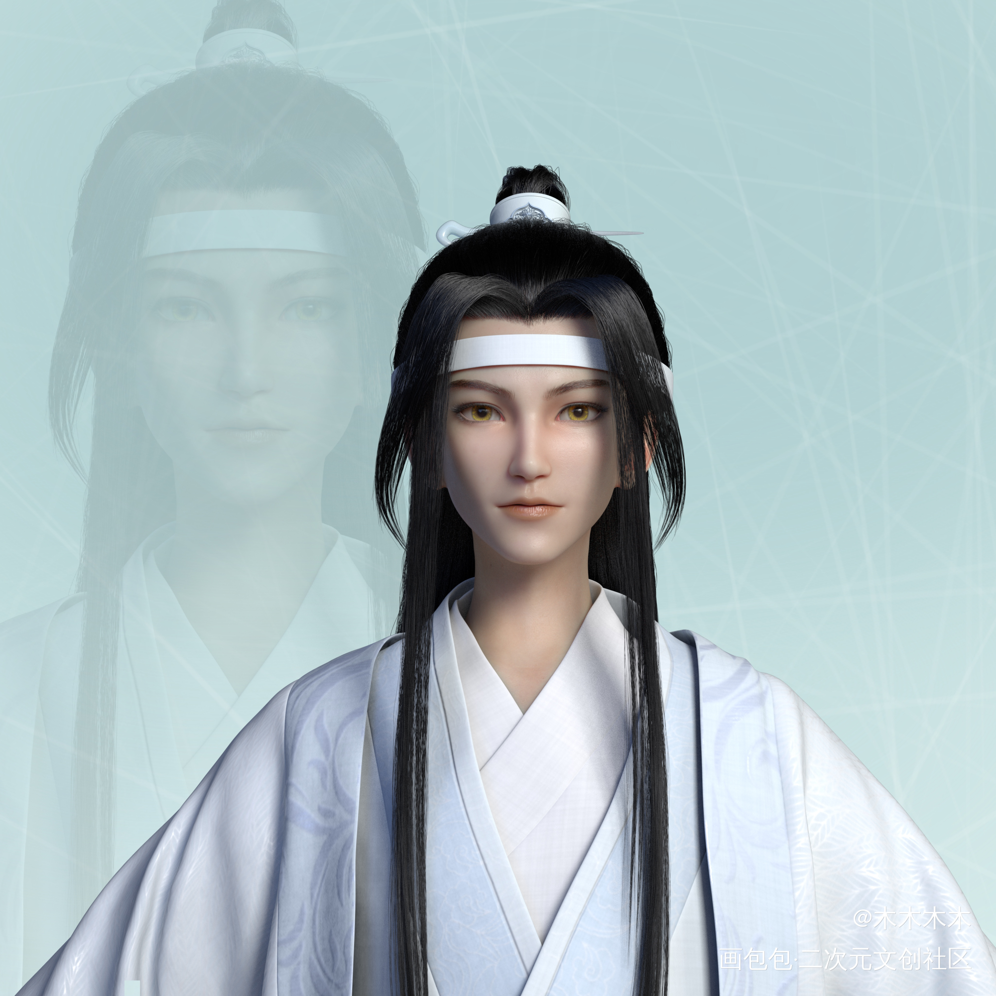 建模汪叽_魔道祖师忘羡墨香铜臭绘画作品