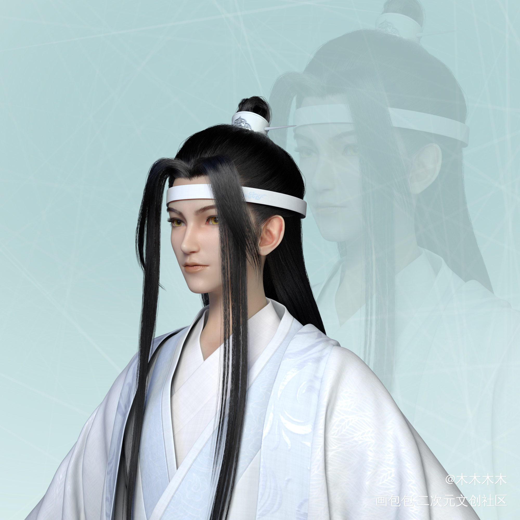 建模汪叽_魔道祖师忘羡墨香铜臭绘画作品