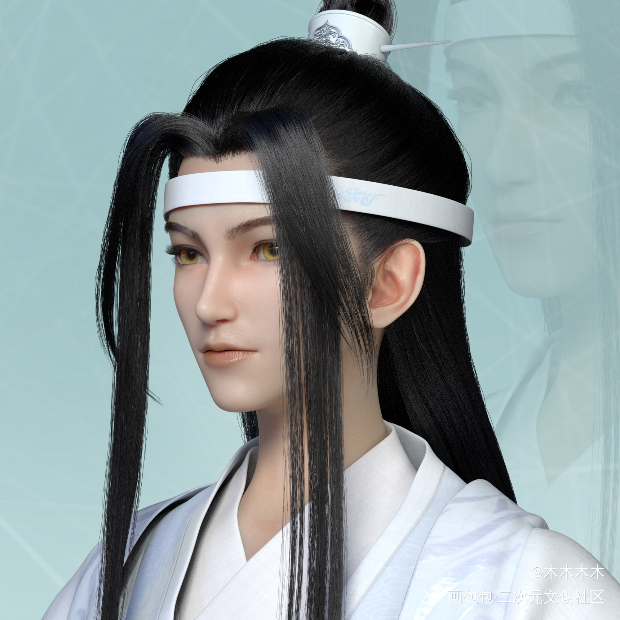 建模汪叽_魔道祖师忘羡墨香铜臭绘画作品