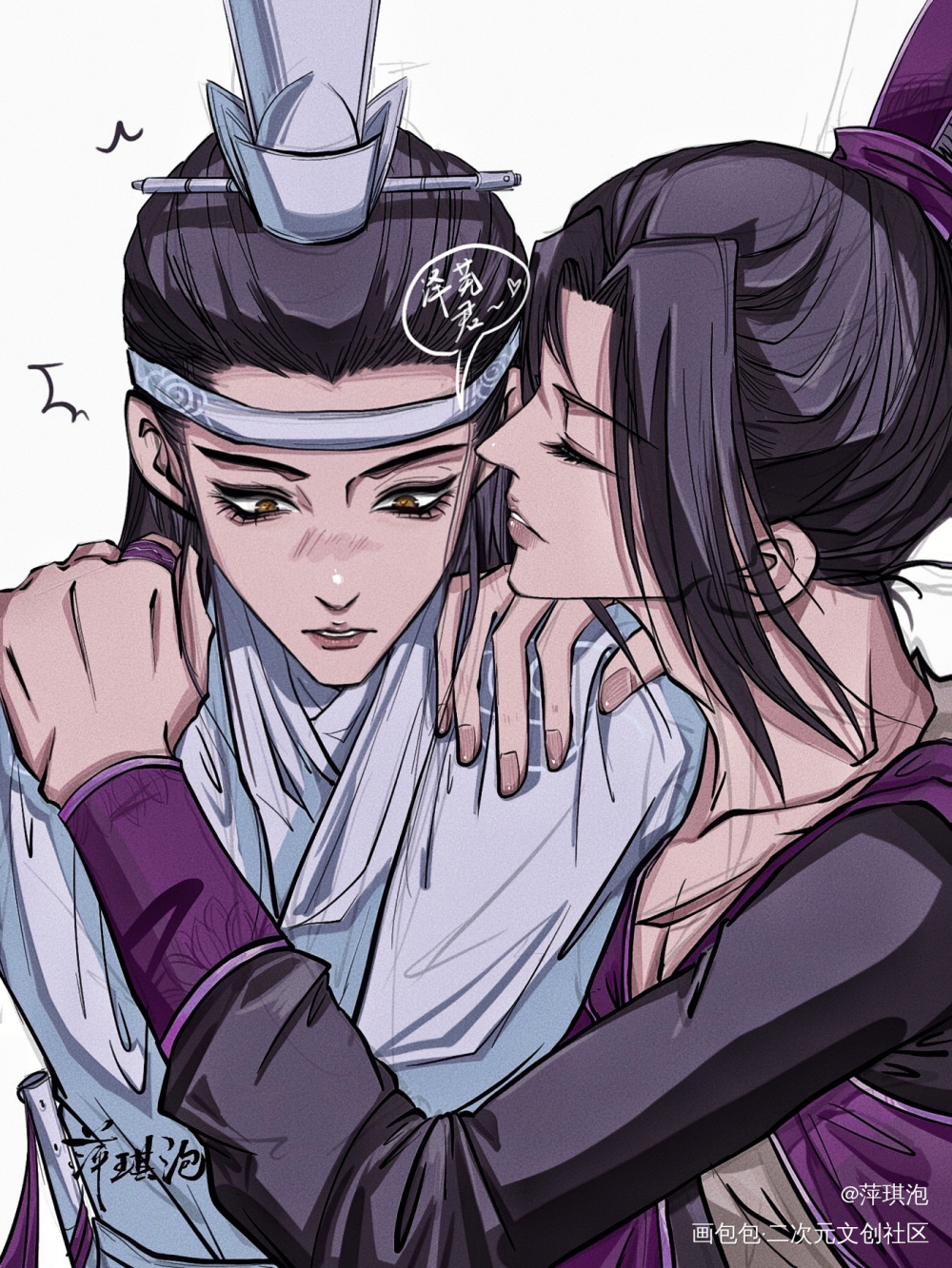 泽芜君～家规不能再加啦_魔道祖师曦澄蓝曦臣江澄板绘涂摸鱼页同人摸鱼绘画作品