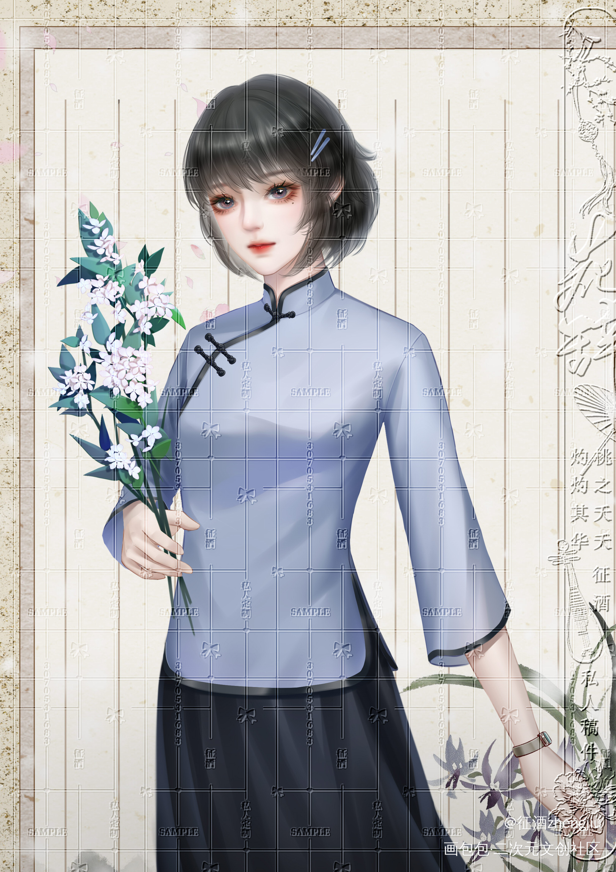 《千里莺》_原创角色古风人物立绘古风半厚涂我要上首推橙光立绘原创人物板绘原创绘画作品