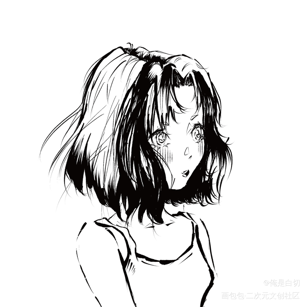 不知道起什么标题_板绘涂铅笔黑白简笔摸鱼页绘画作品