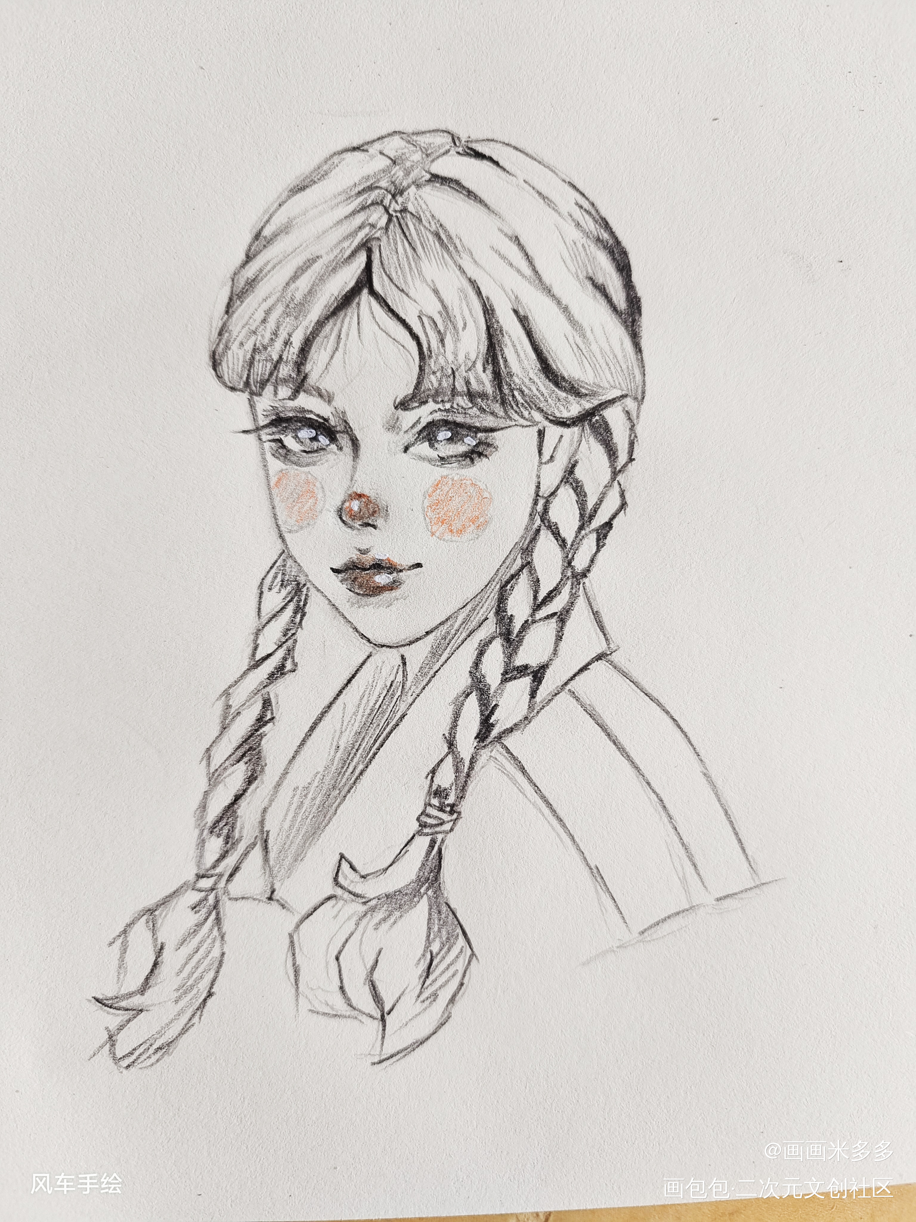 线稿摸鱼_线稿手绘黑白人物头像绘画作品