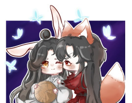 【稿】狐花兔怜_绘画作品