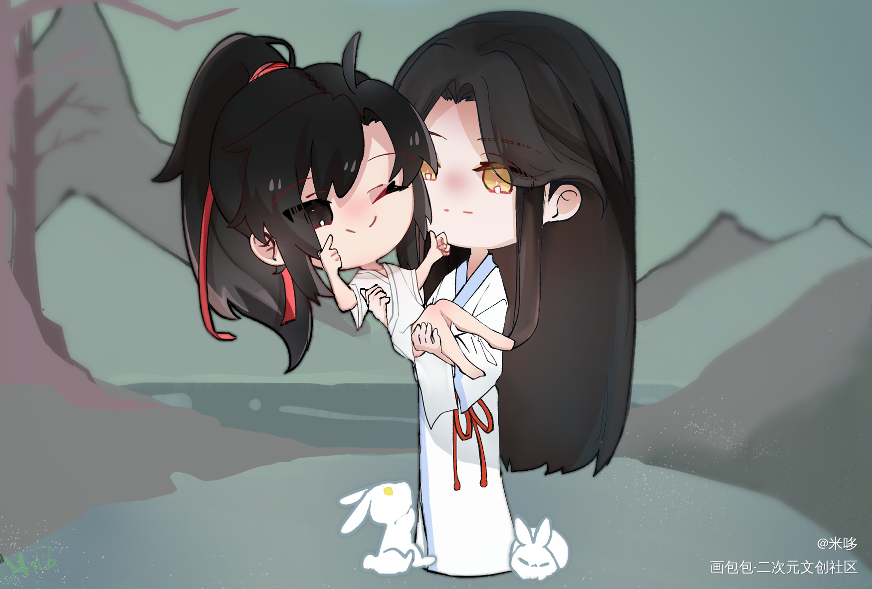 抱抱?_魔道祖师忘羡绘画作品