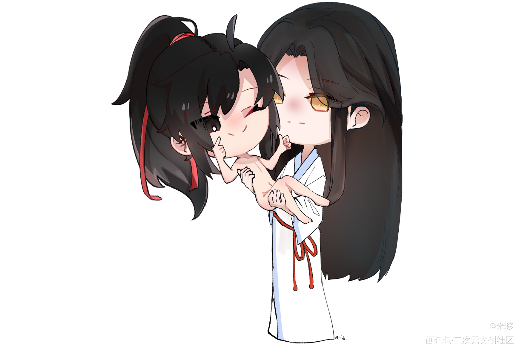 抱抱?_魔道祖师忘羡绘画作品