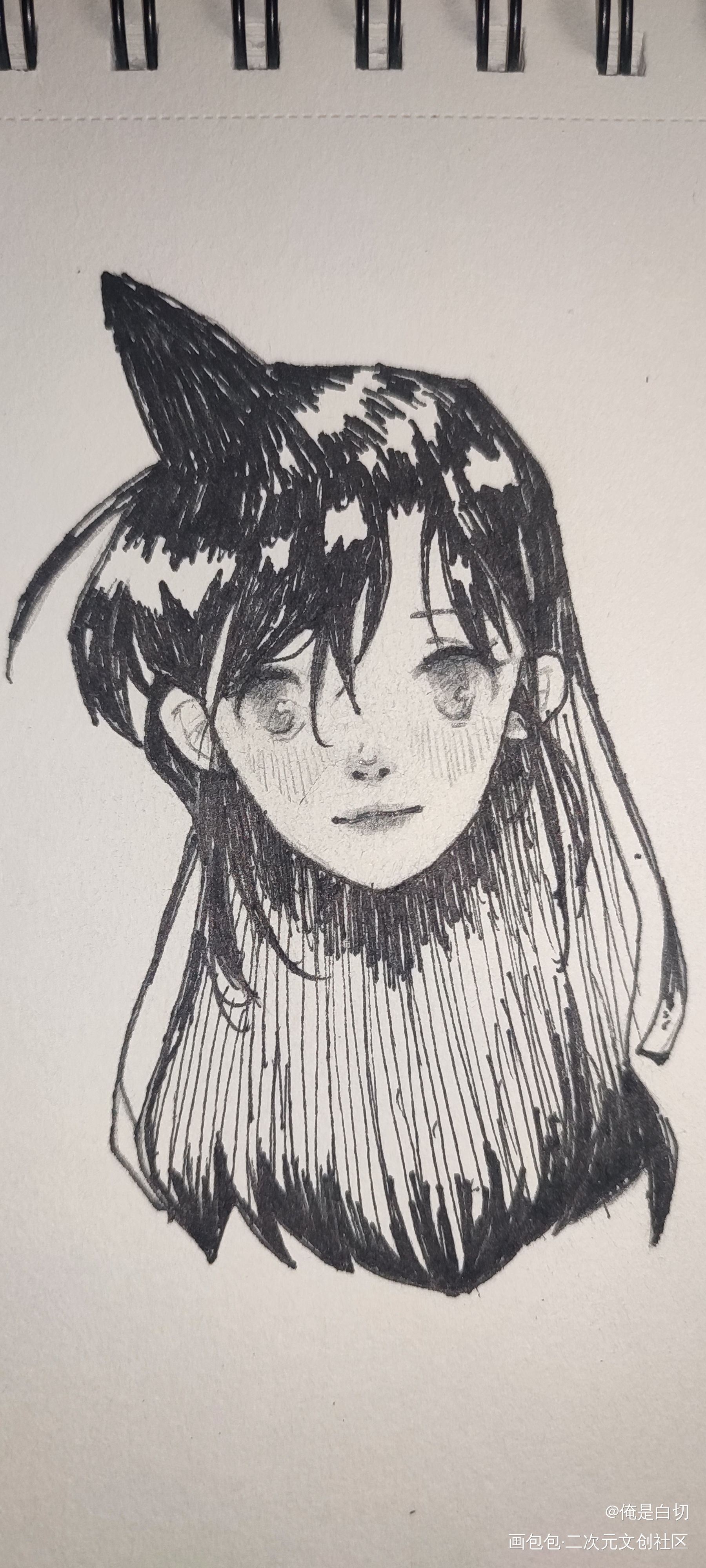 摸一个小兰_名侦探柯南毛利兰板绘涂铅笔黑白简笔摸鱼页绘画作品