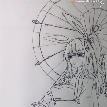 公孙离_王者荣耀公孙离铅笔黑白简笔手绘绘画作品