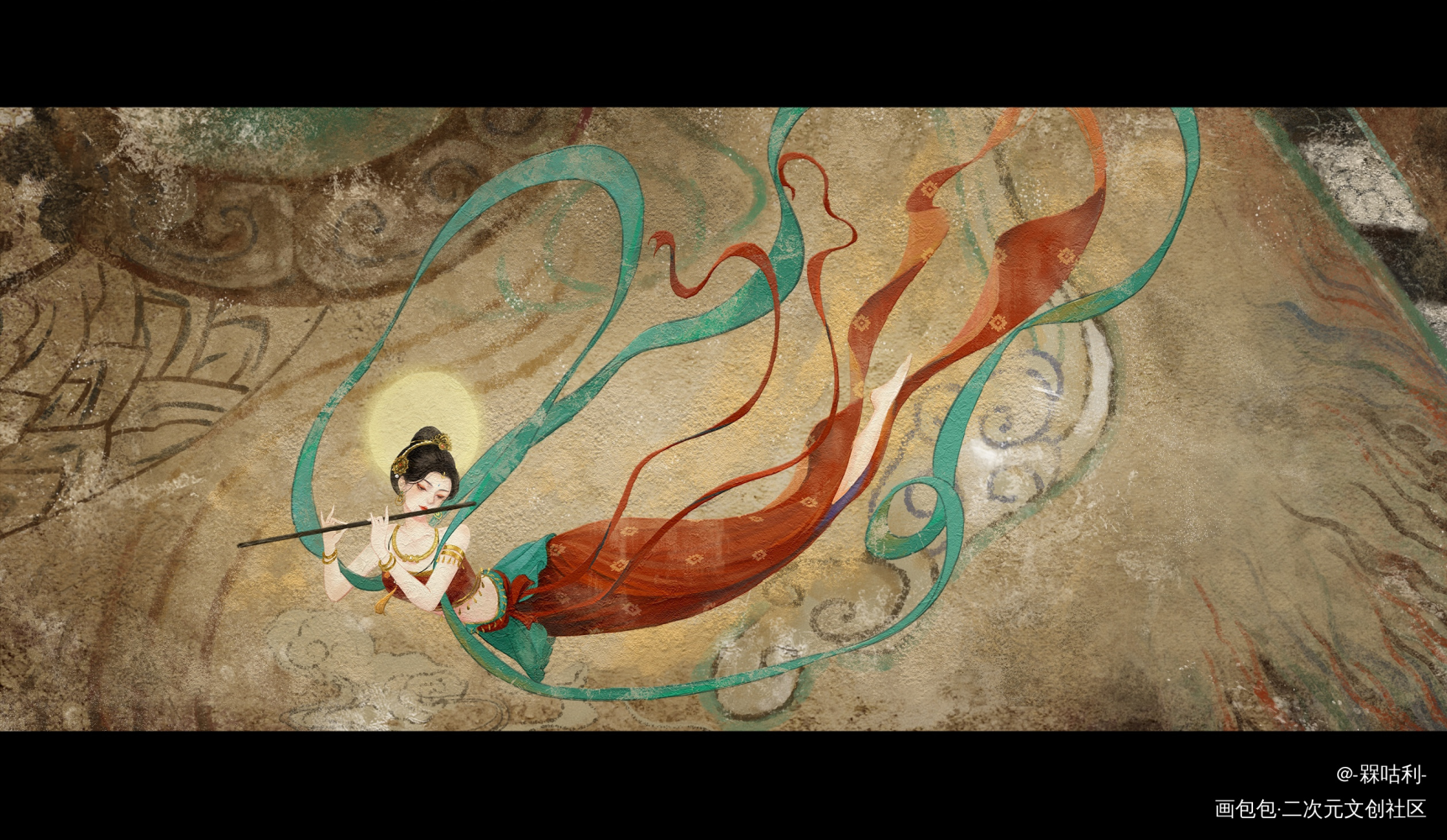 毕设动画短片《鸣岐》之场景一_古风人物古风求配文插画岩彩原创绘画作品