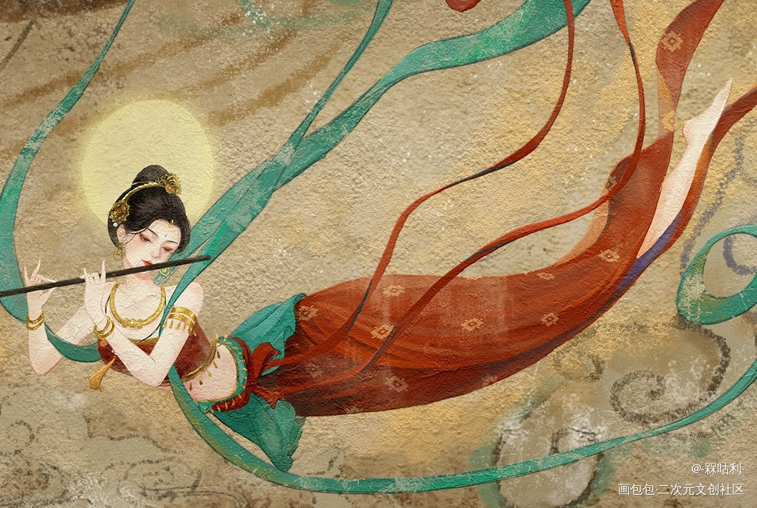 毕设动画短片《鸣岐》之场景一_古风人物古风求配文插画岩彩原创绘画作品