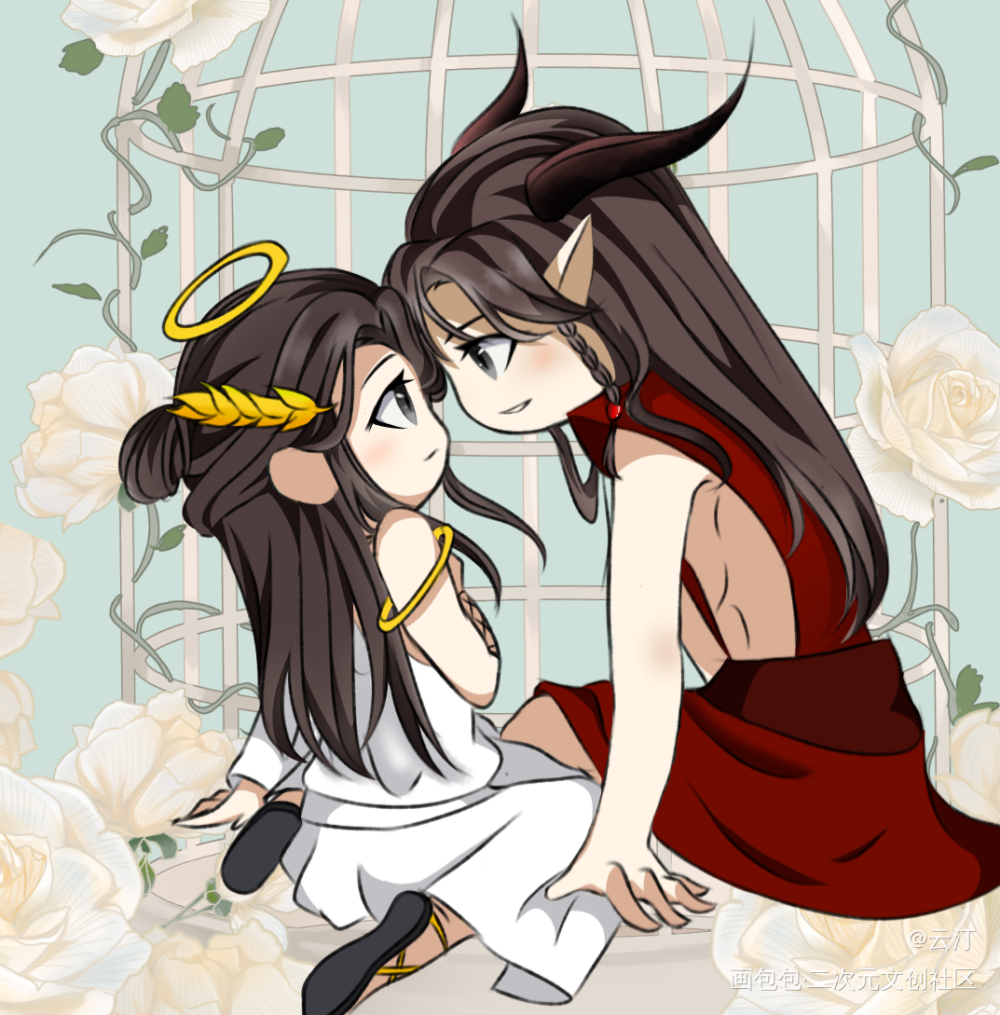 恶魔👿🌸天使👼🏻怜_天官赐福墨香铜臭绘画作品