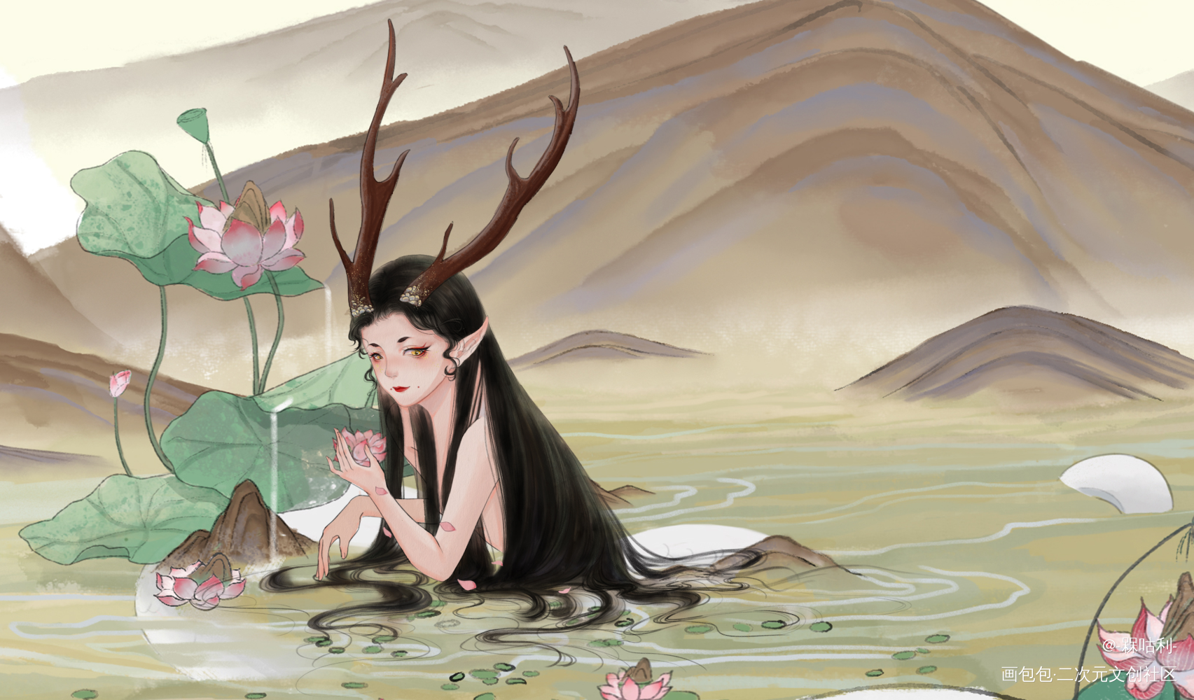 毕设动画短片《鸣岐》之场景二_古风人物古风场景求配文插画原创绘画作品
