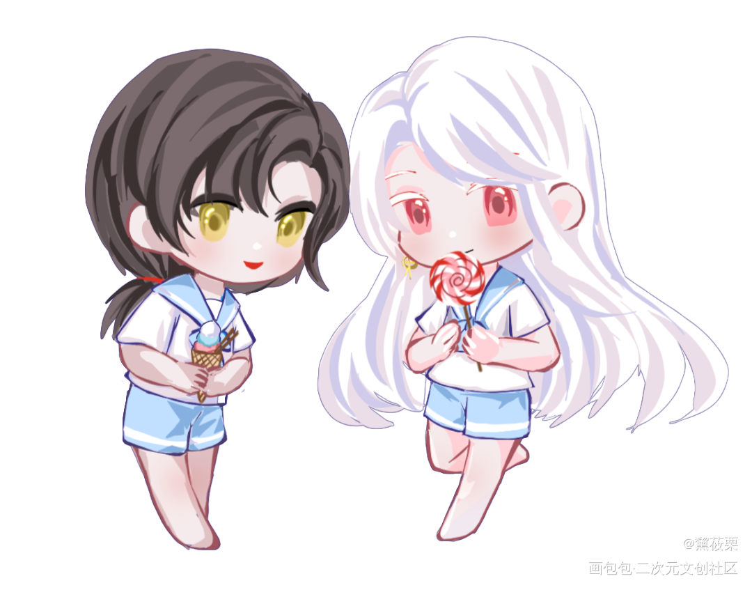 _惊悚练习生平涂Q版同人宗九摸鱼绘画作品
