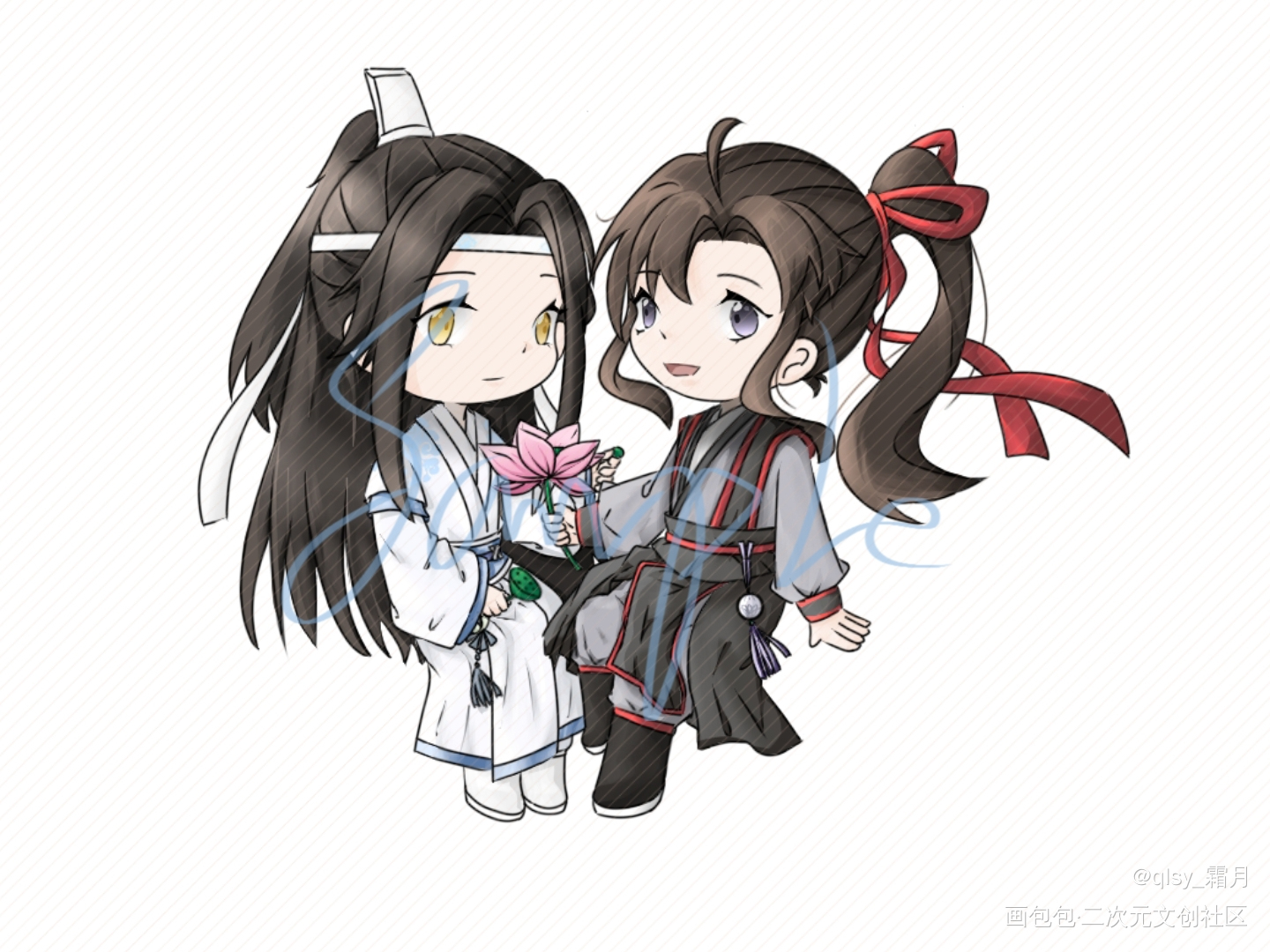 _魔道祖师忘羡Q版绘画作品
