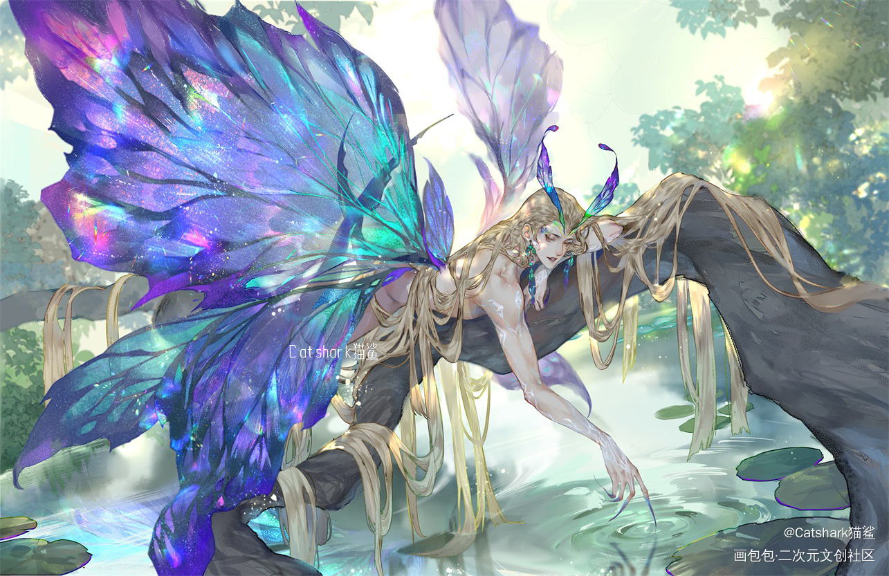 妖精萤火～_精灵妖精美人古风男原创oc绘画作品
