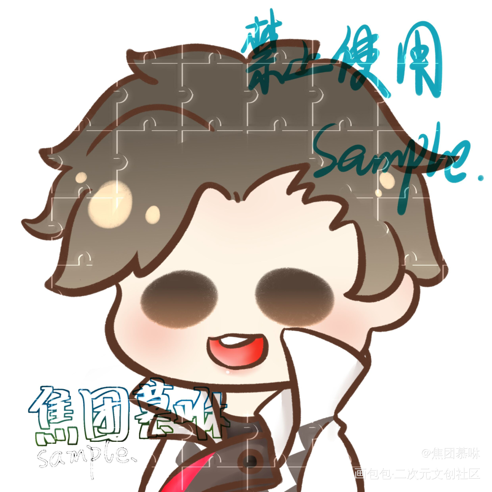 可爱豆豆眼稿稿_Q版指绘摸鱼约稿绘画绘画作品
