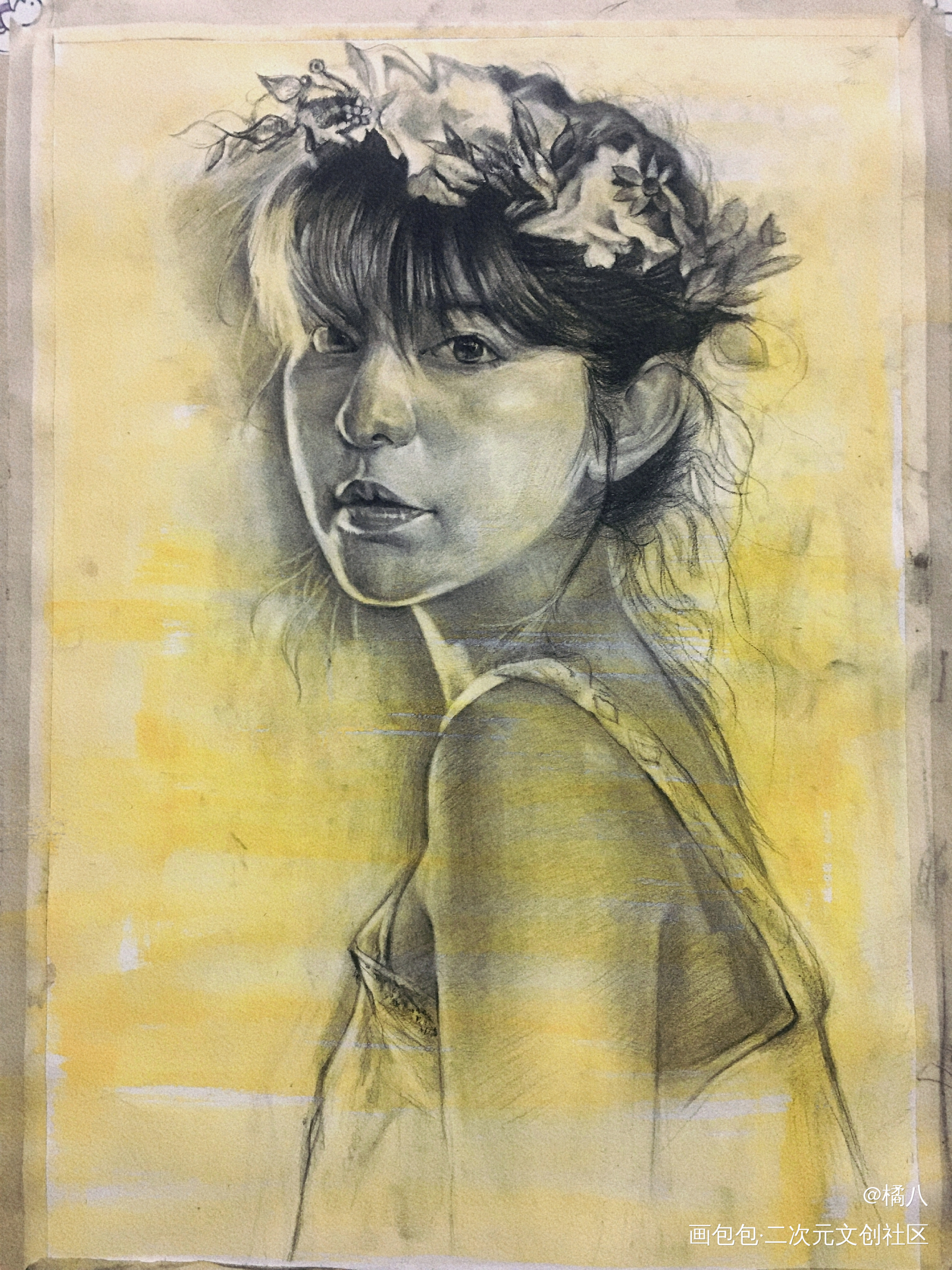 阳光下的女孩_长期作品素描绘画作品