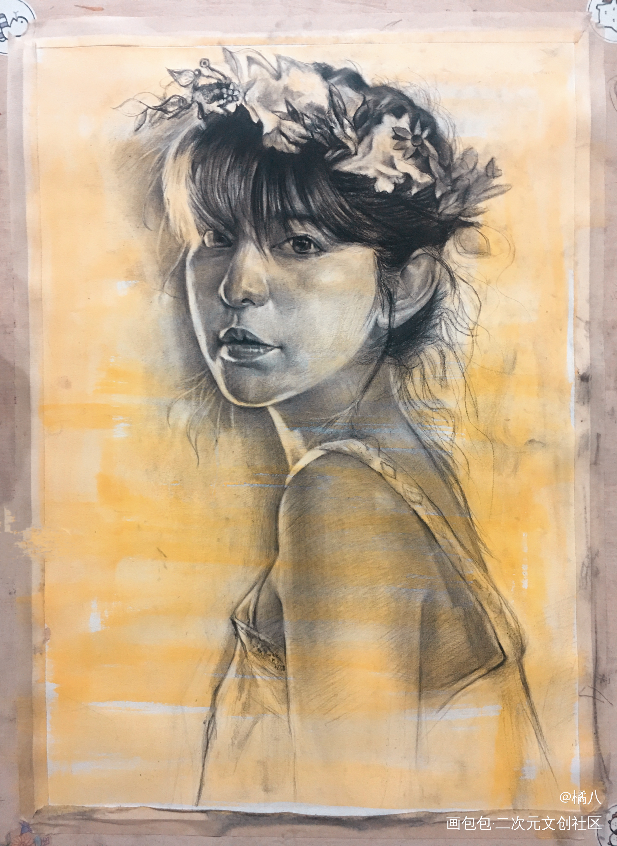 阳光下的女孩_长期作品素描绘画作品