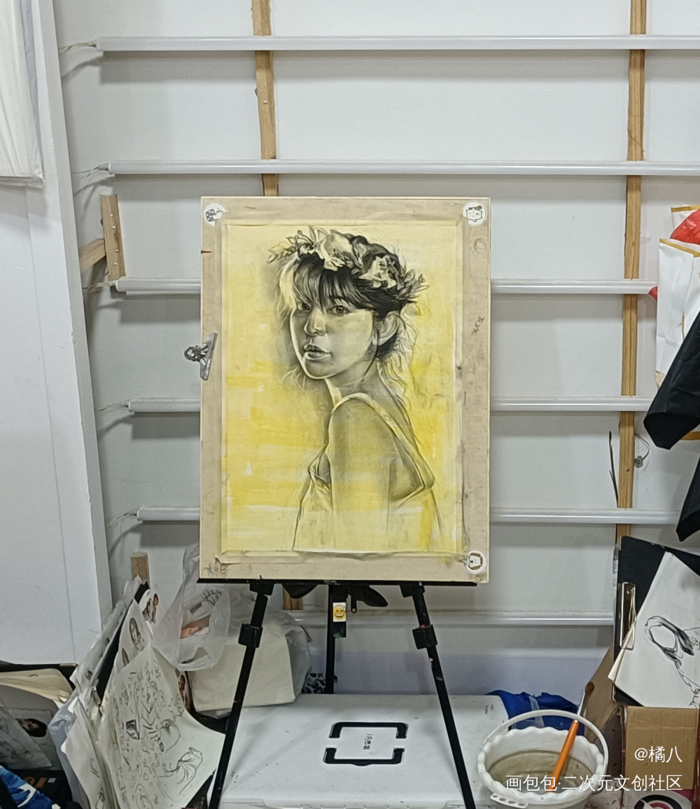 阳光下的女孩_长期作品素描绘画作品