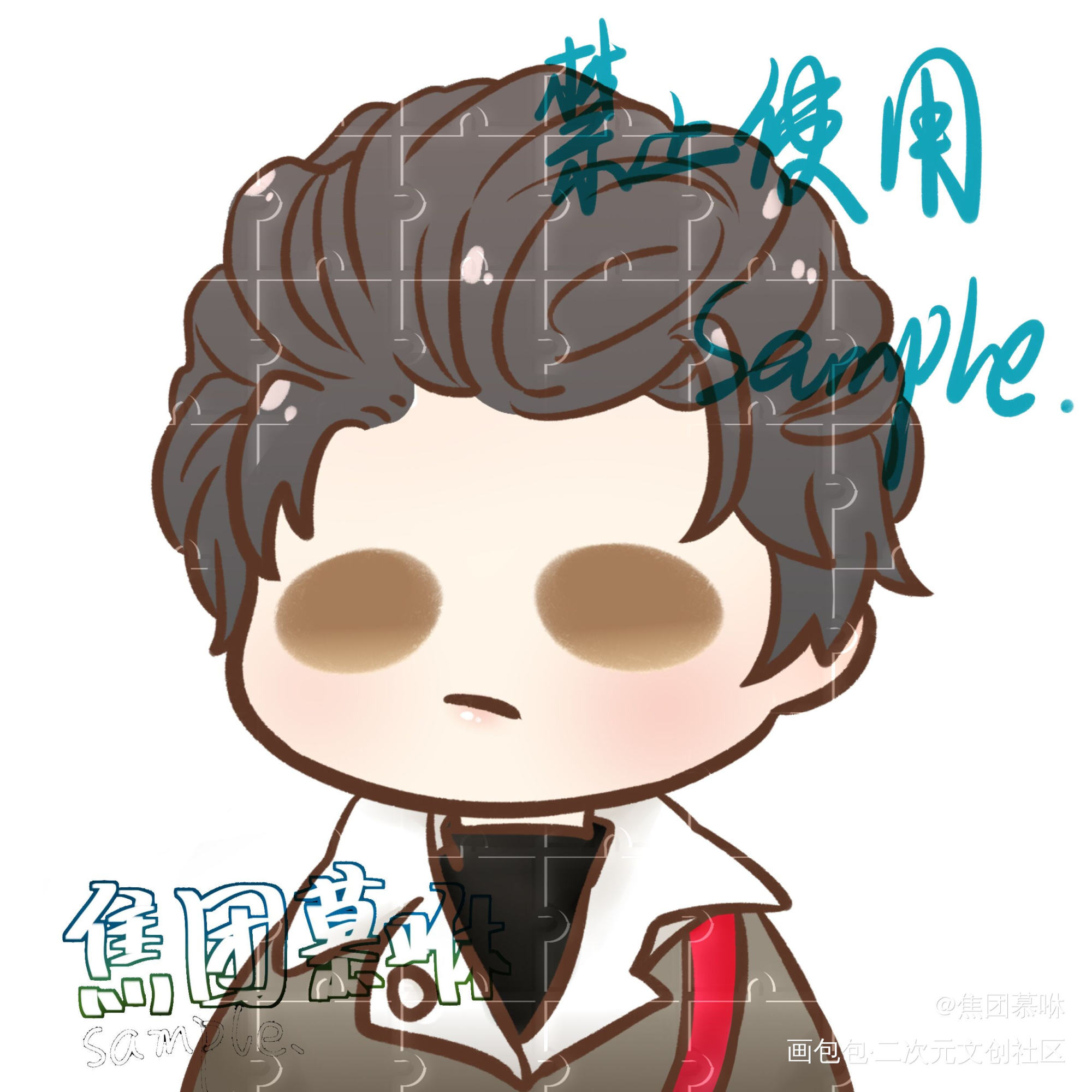豆豆眼稿稿_Q版指绘摸鱼约稿绘画绘画作品