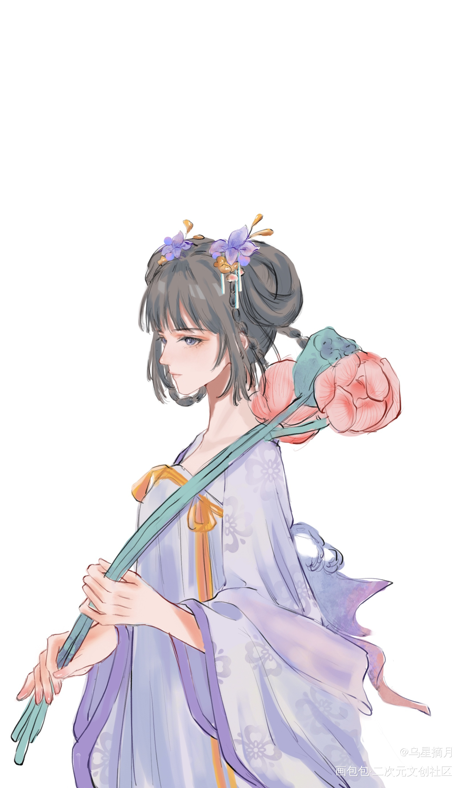 小乔丁香结（汉服版）_王者荣耀小乔绘画作品