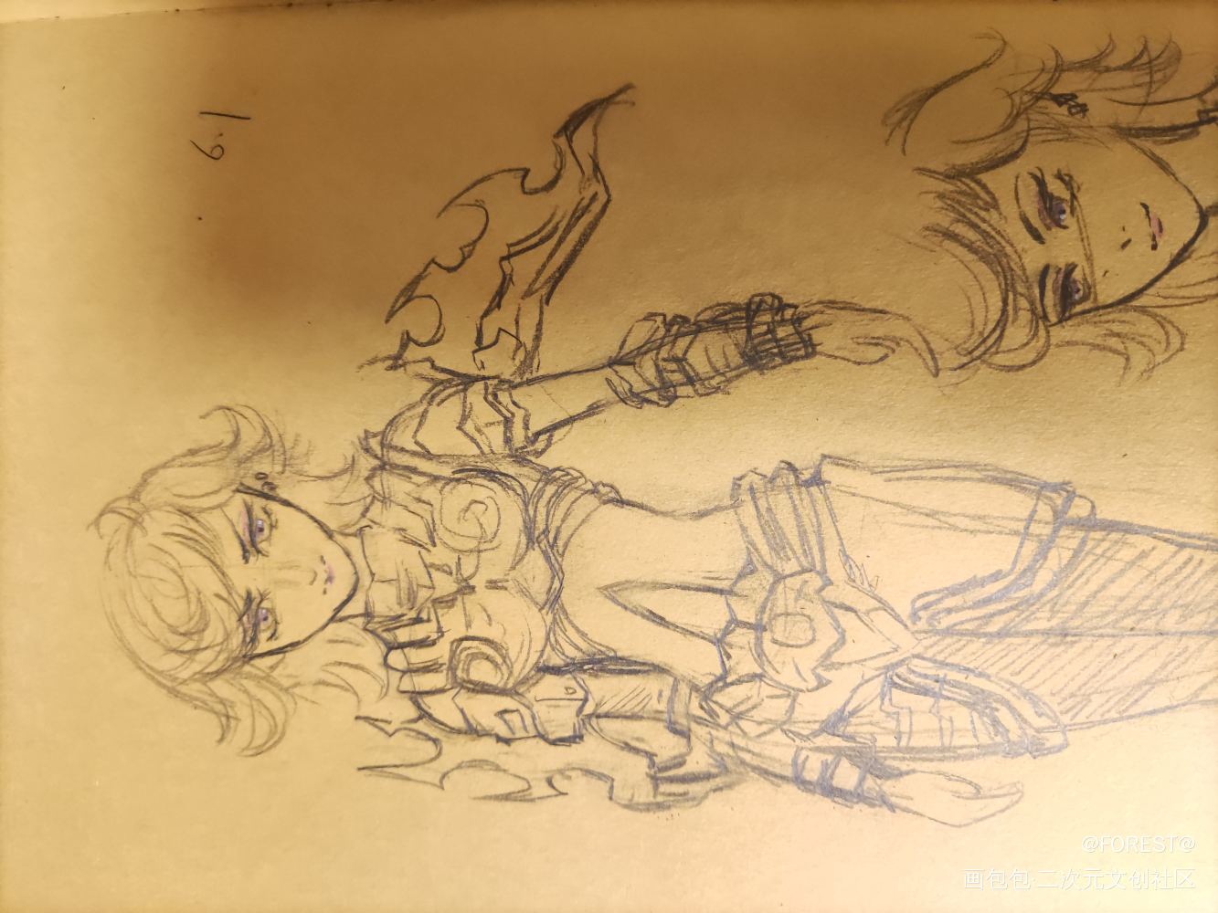 六一_铅笔摸鱼页超兽武装绘画作品