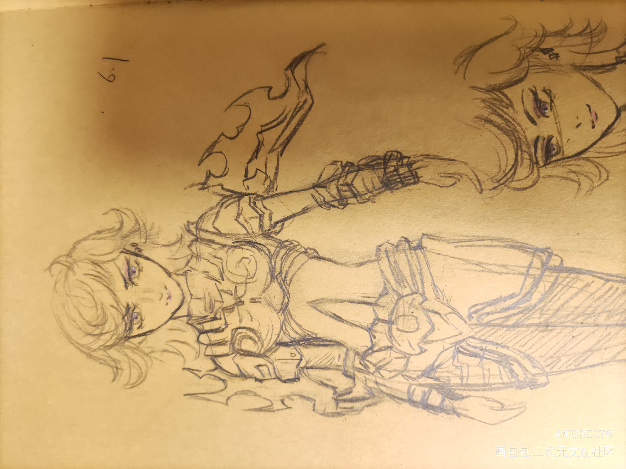 六一_铅笔摸鱼页超兽武装绘画作品