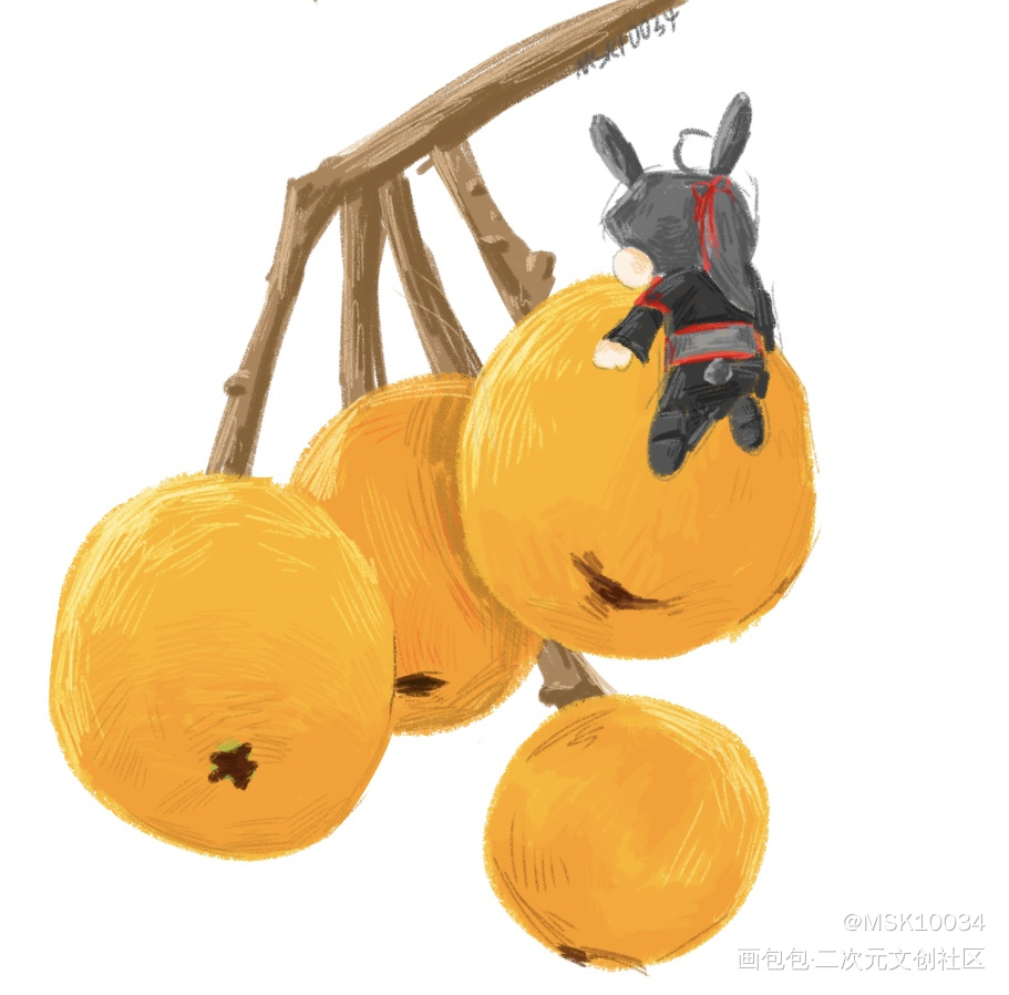 枇杷兔羡_魔道祖师忘羡蓝忘机魏无羡指绘绘画作品