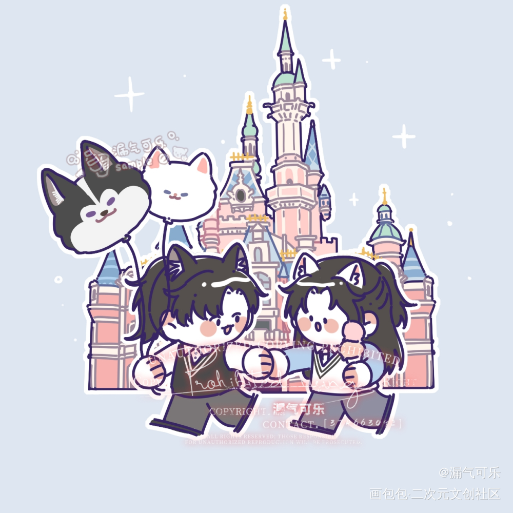 燃晚·迪士尼qq人_二哈和他的白猫师尊燃晚墨燃楚晚宁Q版绘画作品