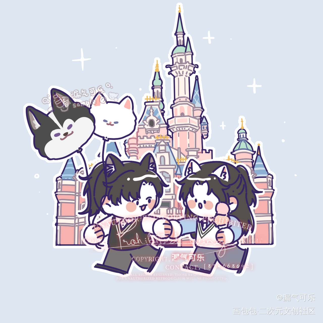 燃晚·迪士尼qq人_二哈和他的白猫师尊燃晚墨燃楚晚宁Q版绘画作品