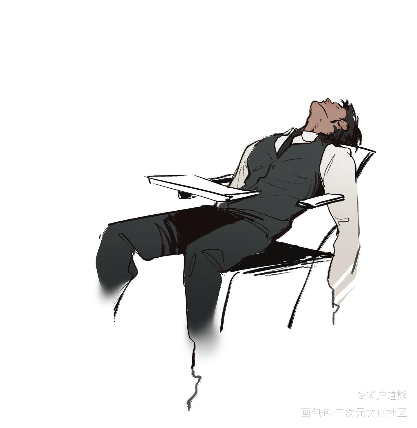 保时捷_平涂同人黑帮少爷爱上我速写摸鱼绘画绘画作品