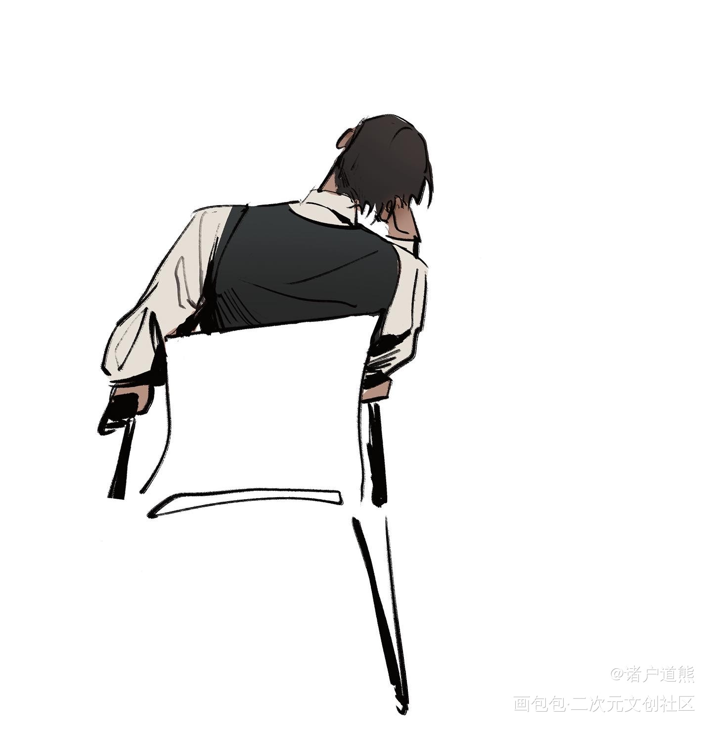 保时捷_平涂同人黑帮少爷爱上我速写摸鱼绘画绘画作品