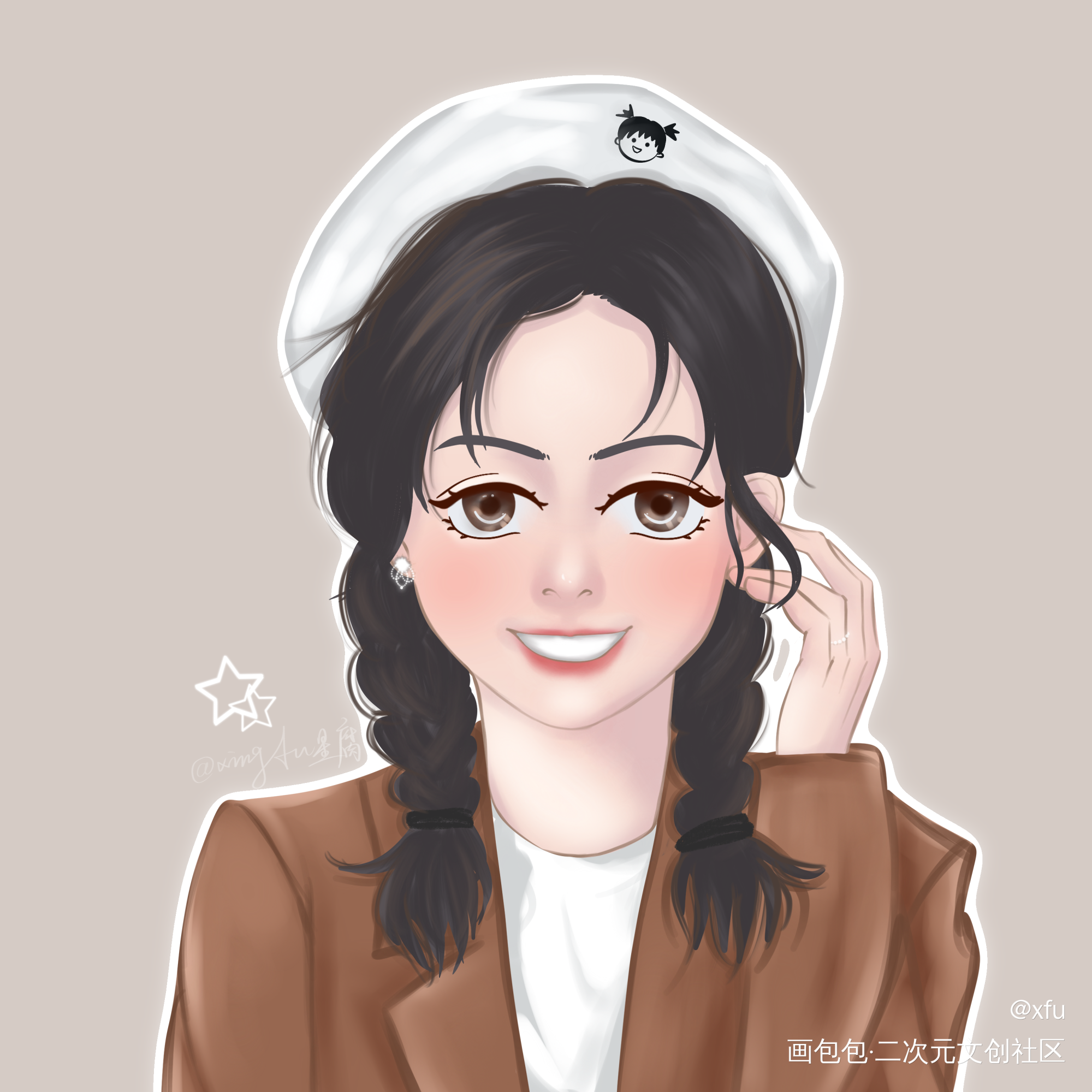 摸鱼_平涂procreate仙女摸鱼绘画作品