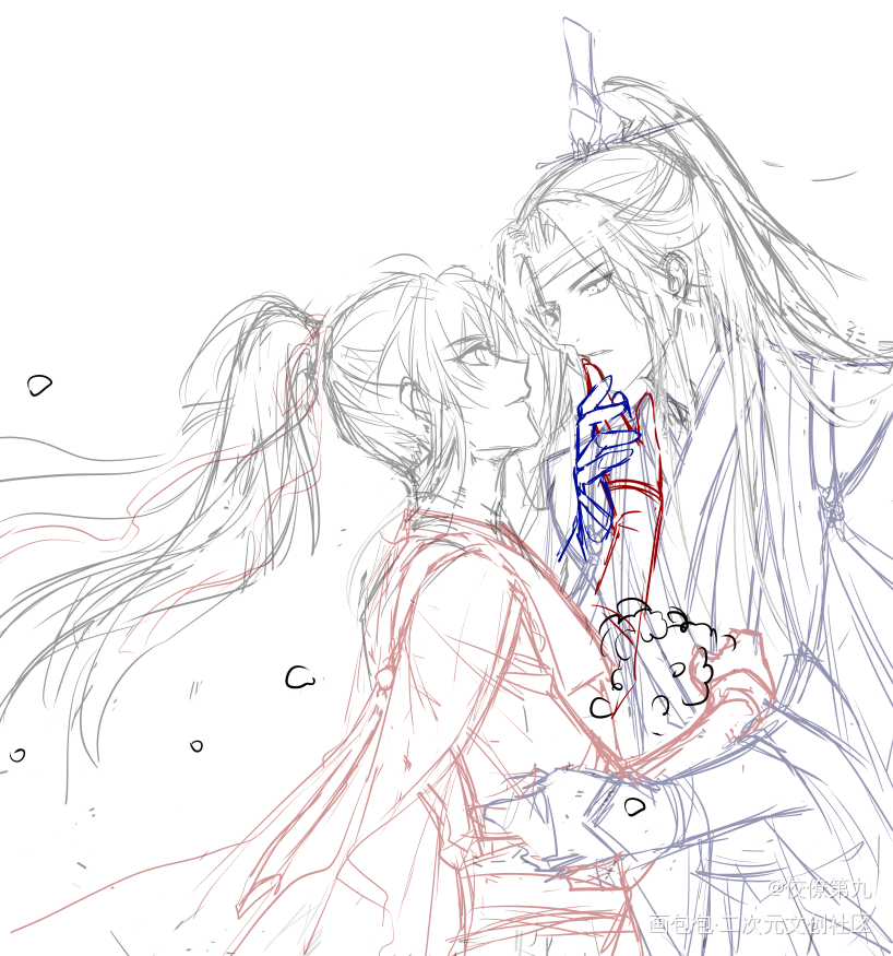 [水帖]忘羡草稿_魔道祖师忘羡古风墨香铜臭绘画作品