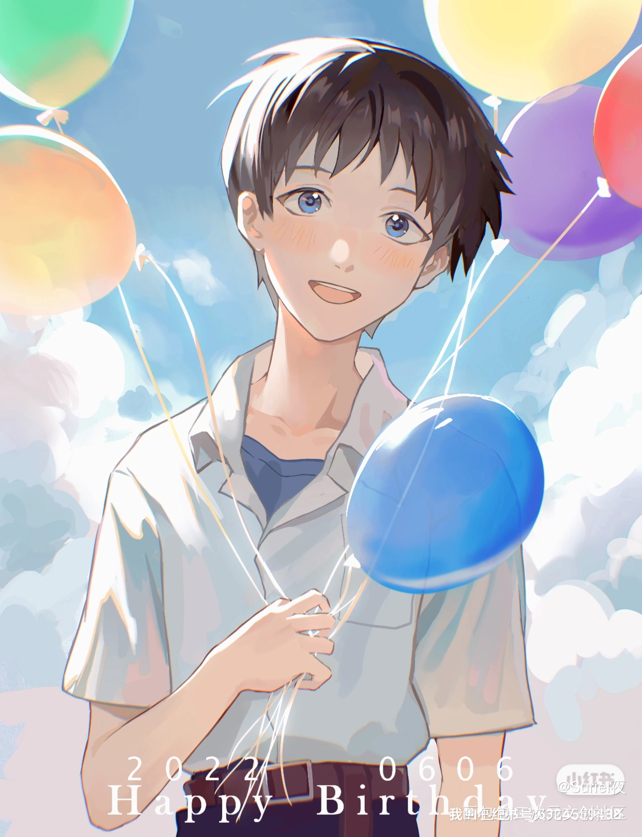 碇真嗣君生日快乐！_EVA碇真嗣日系贺图绘画绘画作品
