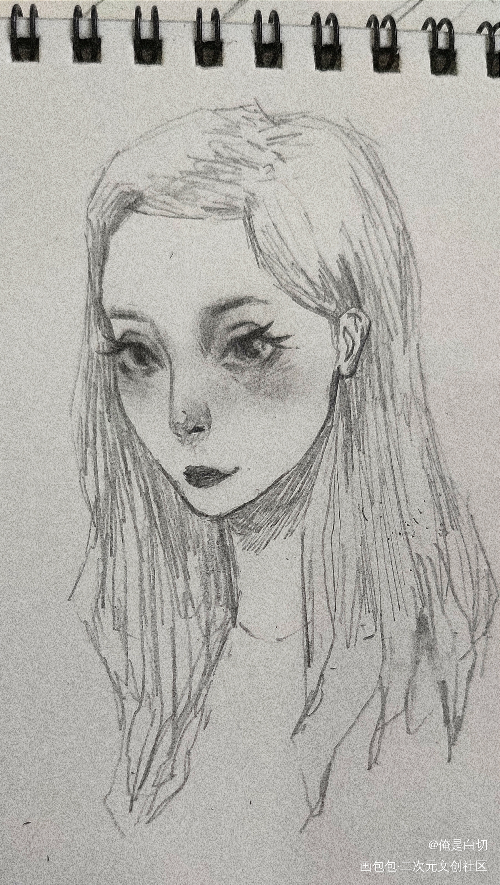 新本子好好用嘿嘿_铅笔黑白简笔摸鱼页绘画作品