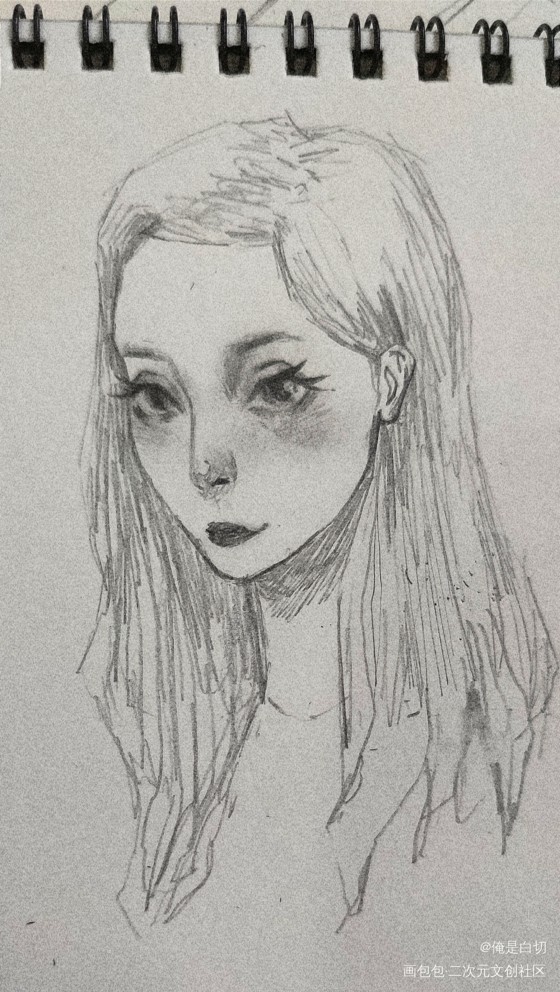 新本子好好用嘿嘿_铅笔黑白简笔摸鱼页绘画作品