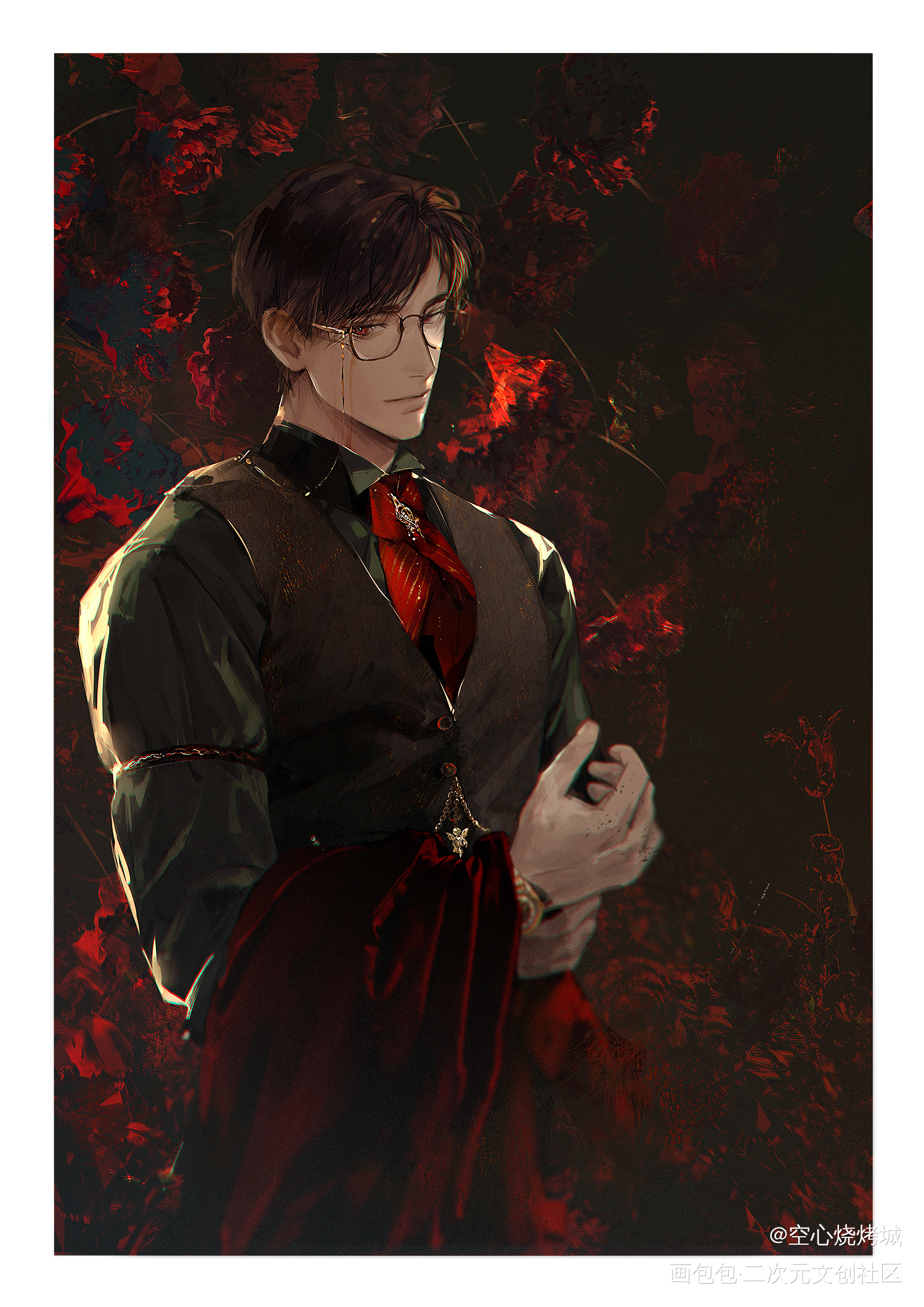 🦇🦇_光与夜之恋陆沉板绘涂绘画作品