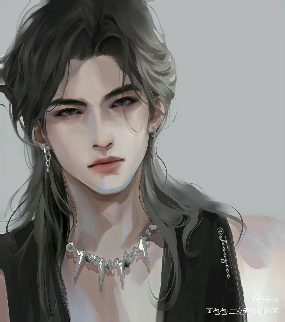画帅哥_画包包摸鱼页摸鱼绘画作品