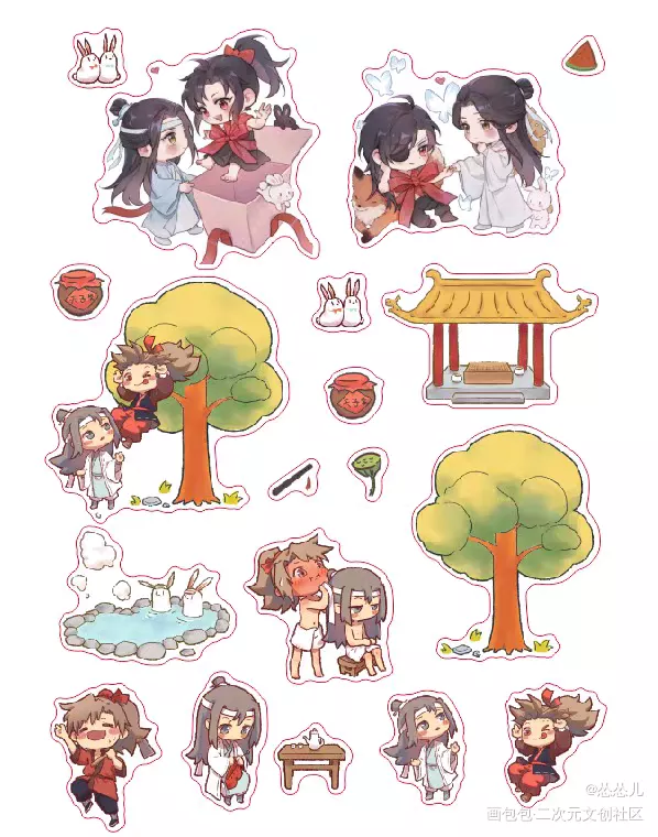 做的一些贴纸🥰_天官赐福魔道祖师绘画作品