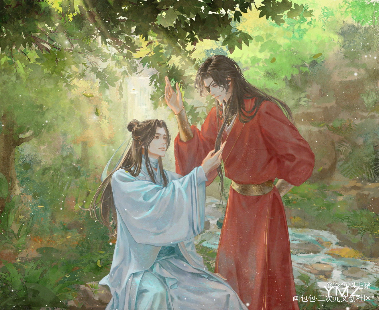 林深_天官赐福花怜绘画作品